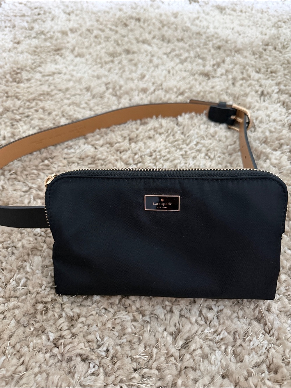 kate spade Black Nylon Mini Belt Bag with Gold Hardware